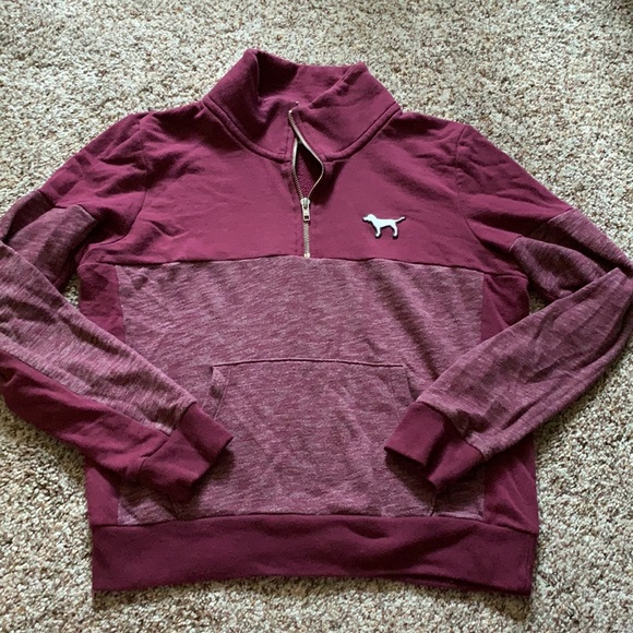 PINK Maroon Half Zip Sweatshirt - Picture 2 of 3